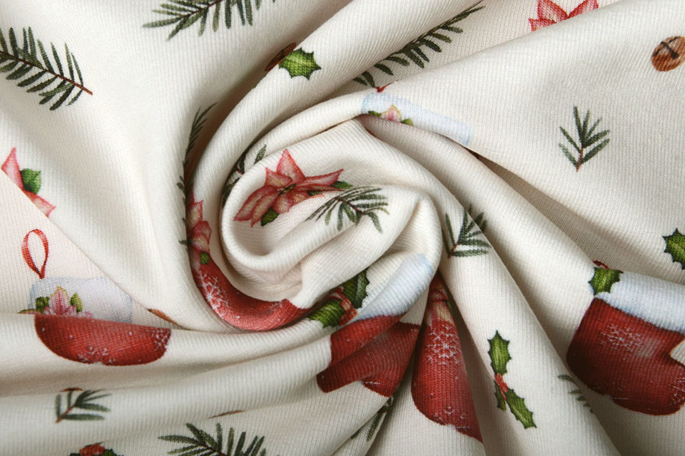 Cotton Jersey Christmas Stocking Creme