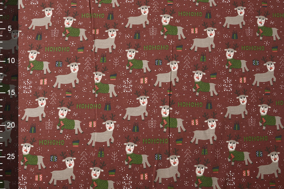 Cotton Jersey Reindeer Bordeaux