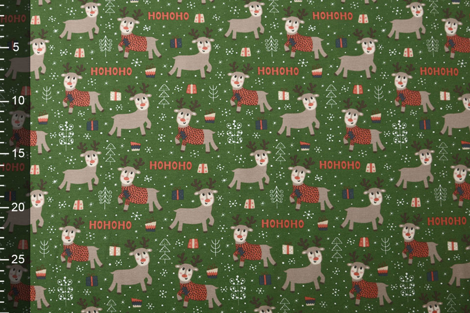 Cotton Jersey Reindeer Green