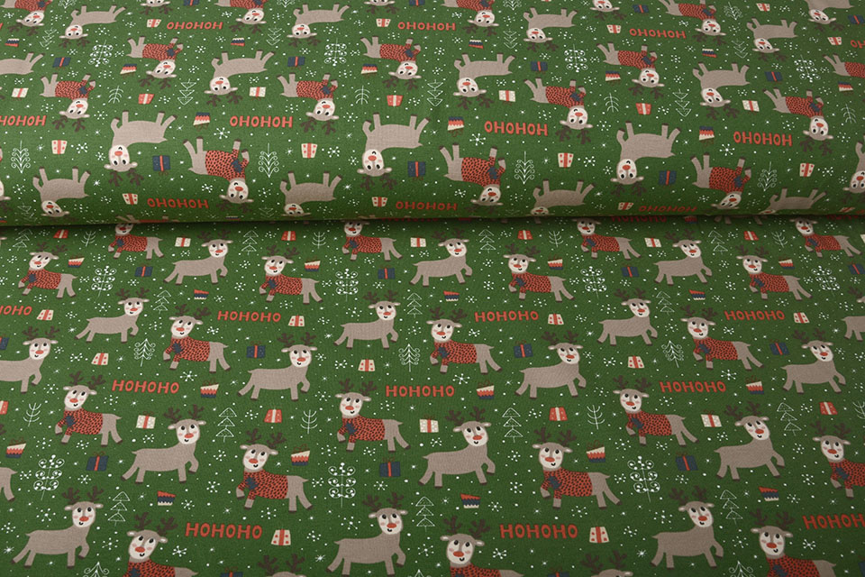 Cotton Jersey Reindeer Green