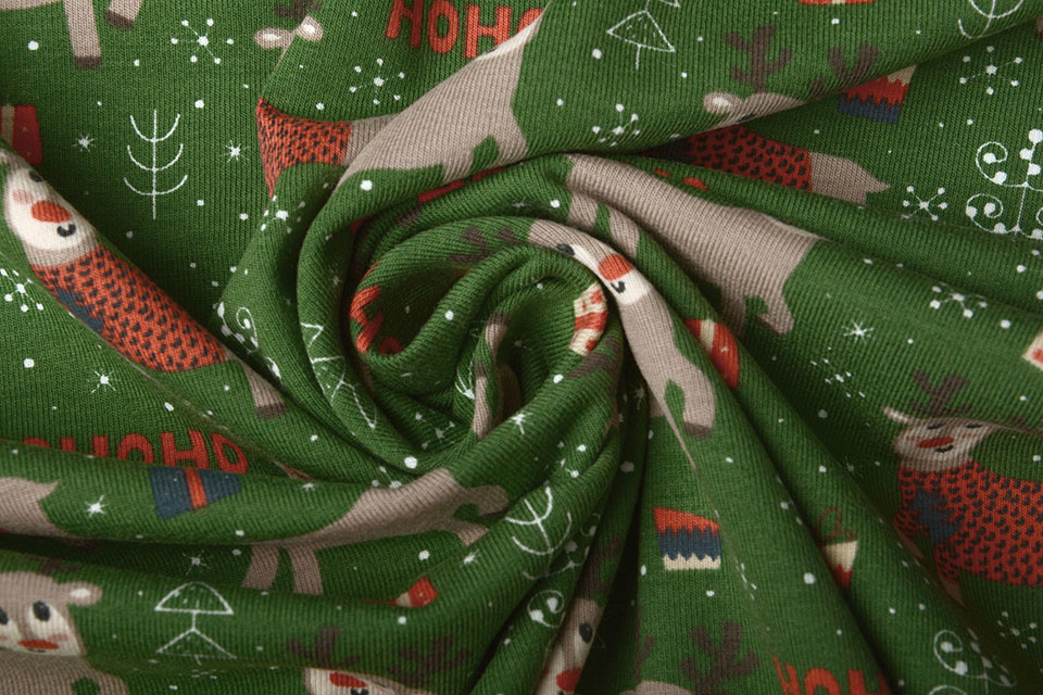 Cotton Jersey Reindeer Green