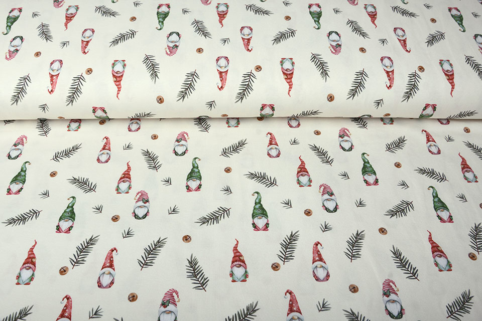 Cotton Jersey Christmas Gnome Creme