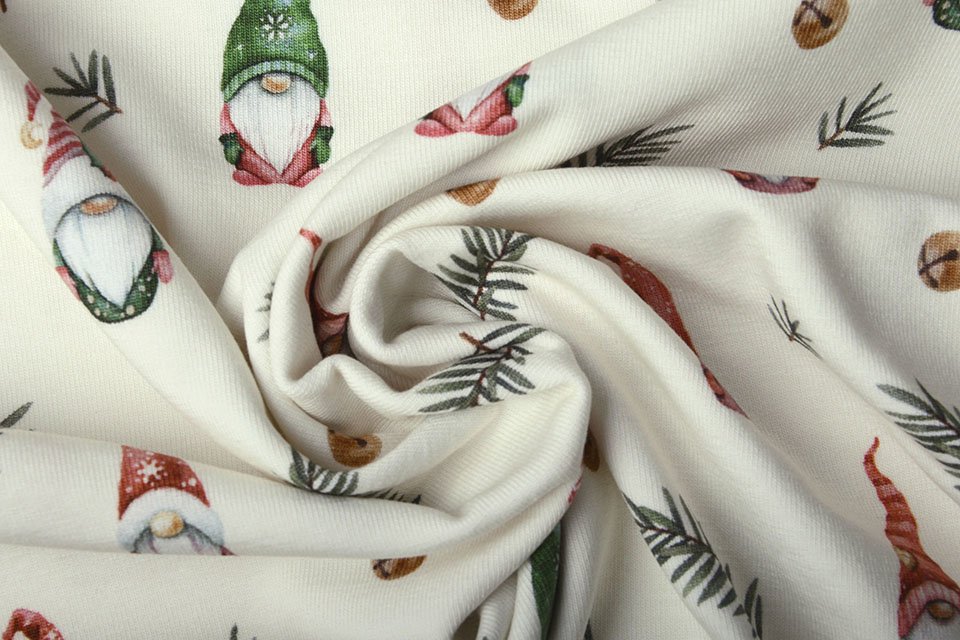 Cotton Jersey Christmas Gnome Creme