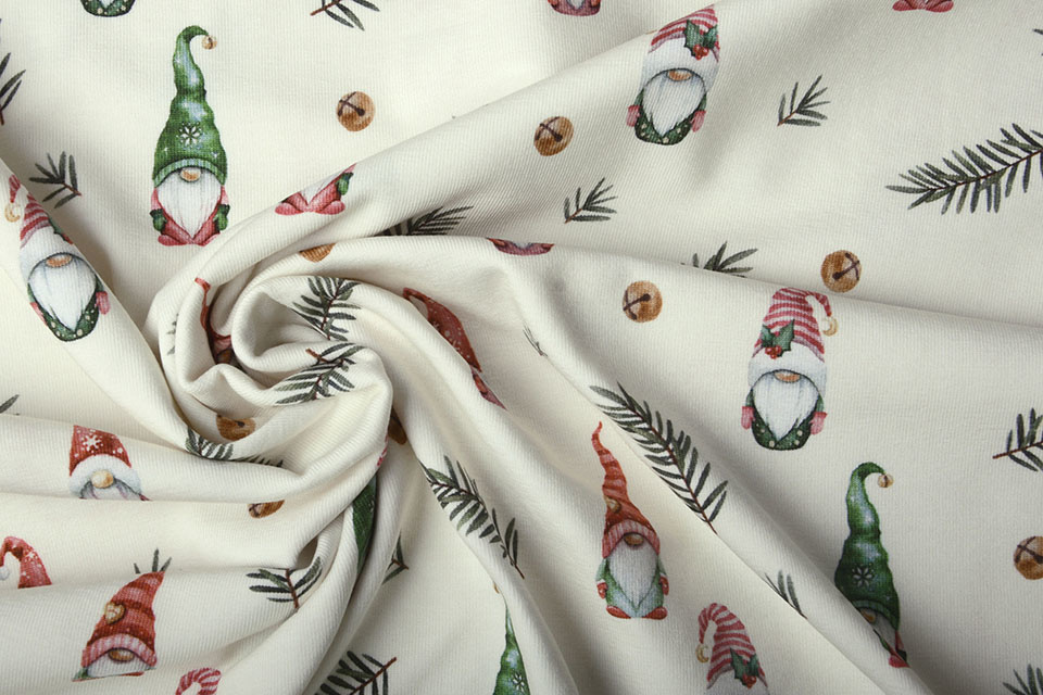 Cotton Jersey Christmas Gnome Creme