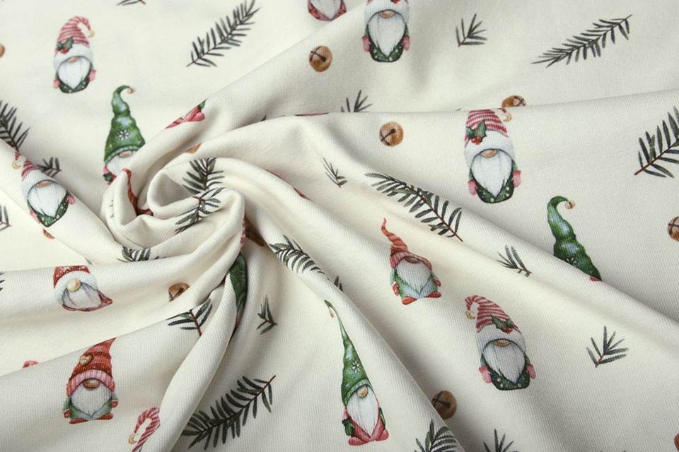 Cotton Jersey Christmas Gnome Creme