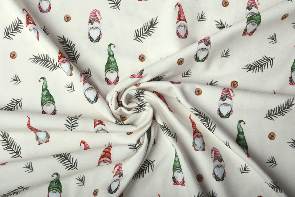 Cotton Jersey Christmas Gnome Creme