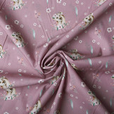 100% Digitaal Katoen Leeuwenwelpje Donker Oud Roze