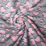 Coral Fleece Roze Hartjes Grijs