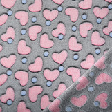 Coral Fleece Roze Hartjes Grijs