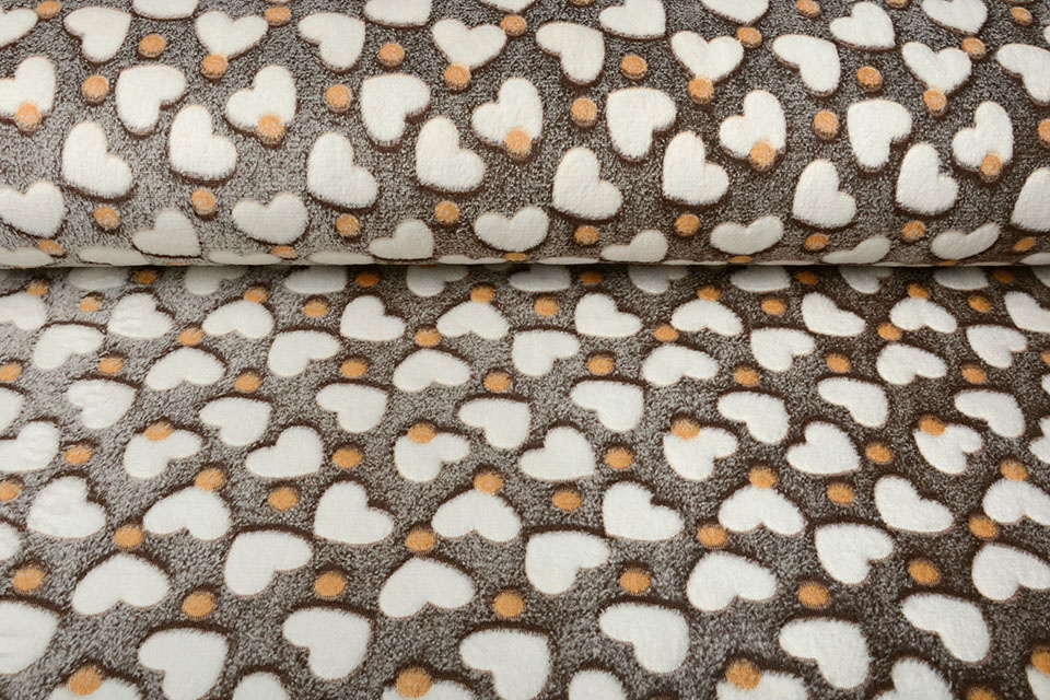 Coral Fleece Creme Hartjes Bruin