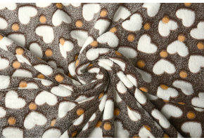 Coral Fleece Creme Hearts Brown