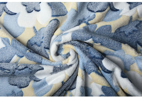 Coral Fleece Große Blumen Blau