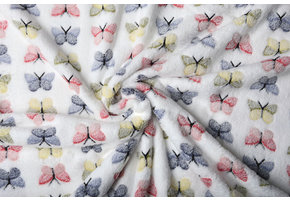 Coral Fleece Butterflies White