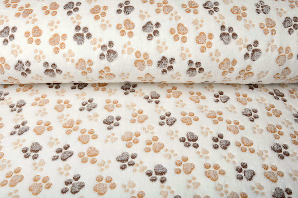 Coral Fleece Dog Paws White
