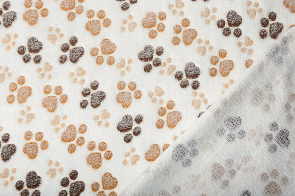 Coral Fleece Dog Paws White