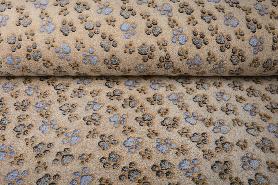Coral Fleece Dog Paws Mocha Brown