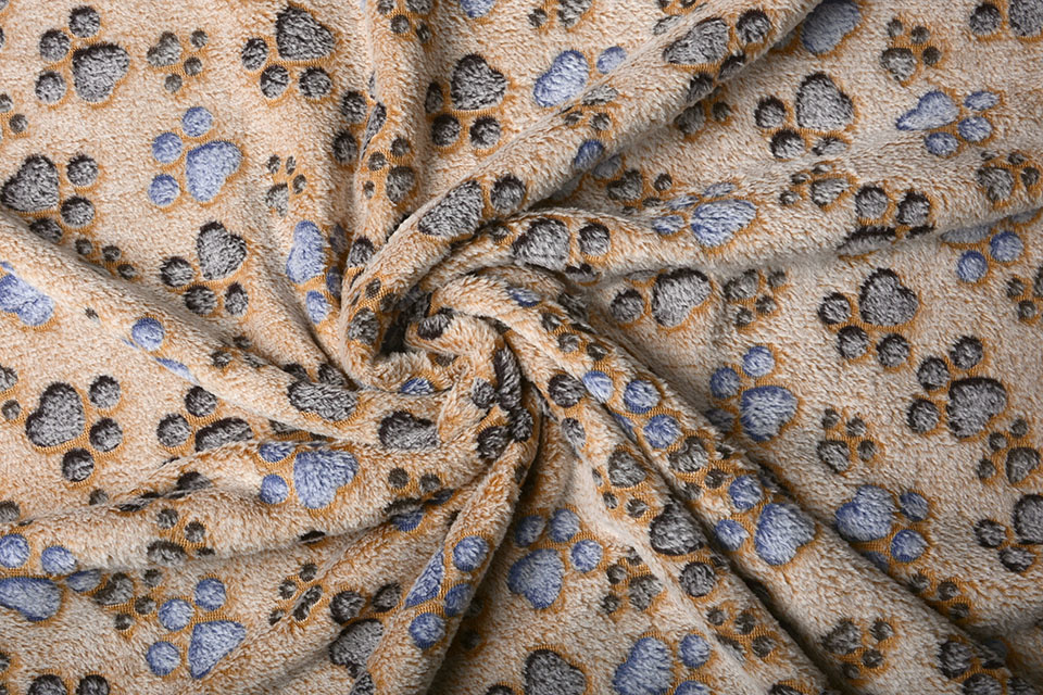 Coral Fleece Dog Paws Mocha Brown