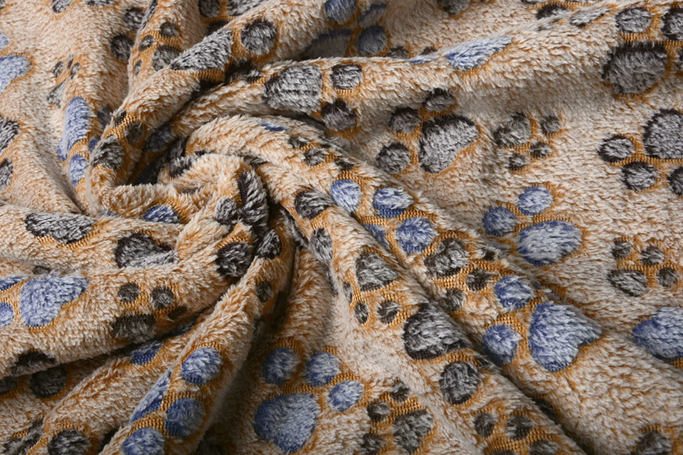 Coral Fleece Dog Paws Mocha Brown