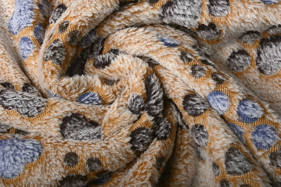 Coral Fleece Dog Paws Mocha Brown
