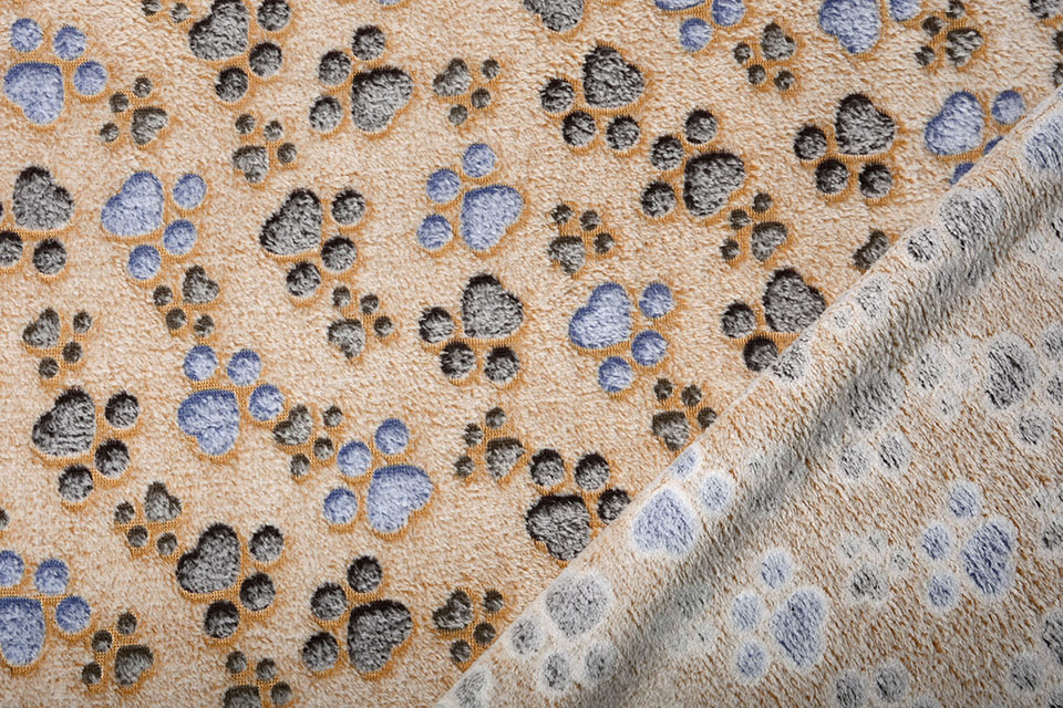 Coral Fleece Dog Paws Mocha Brown
