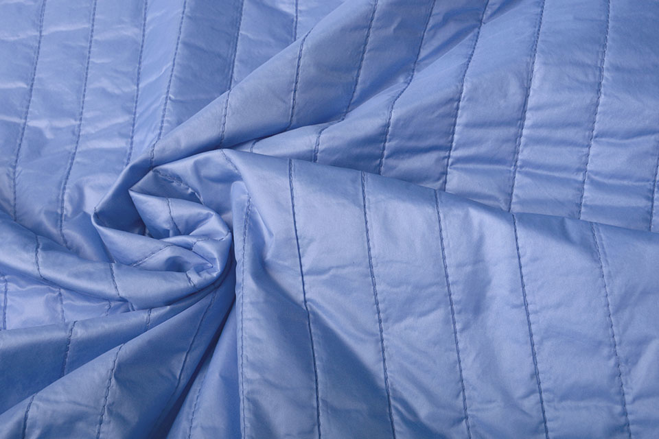 Double Sided Quilted Jacket Fabric Dark Baby Blue