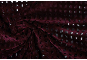 Samt Mesh Karo Bordeaux
