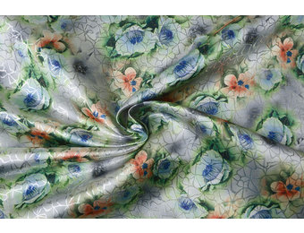 Brokat Ziermotiv Kiemura Silber Grün