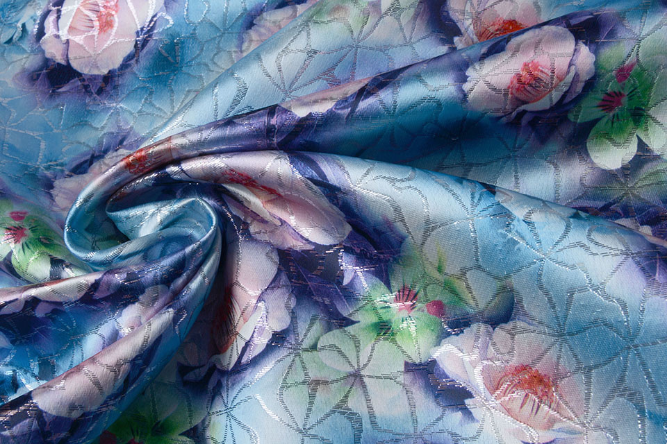 Brocade Ornamental Motif Kiemura Blue Purple
