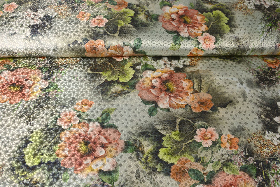 Brocade Diamond Motif Timanti Old Green