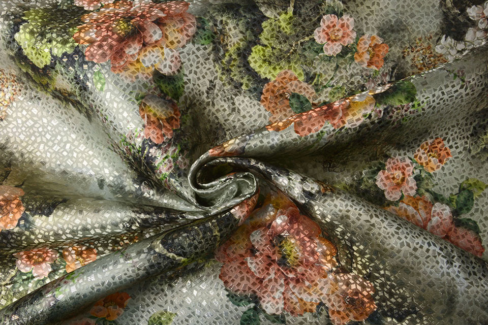 Brocade Diamond Motif Timanti Old Green