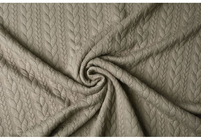 Strickstoff Zopfmuster Jersey Taupe