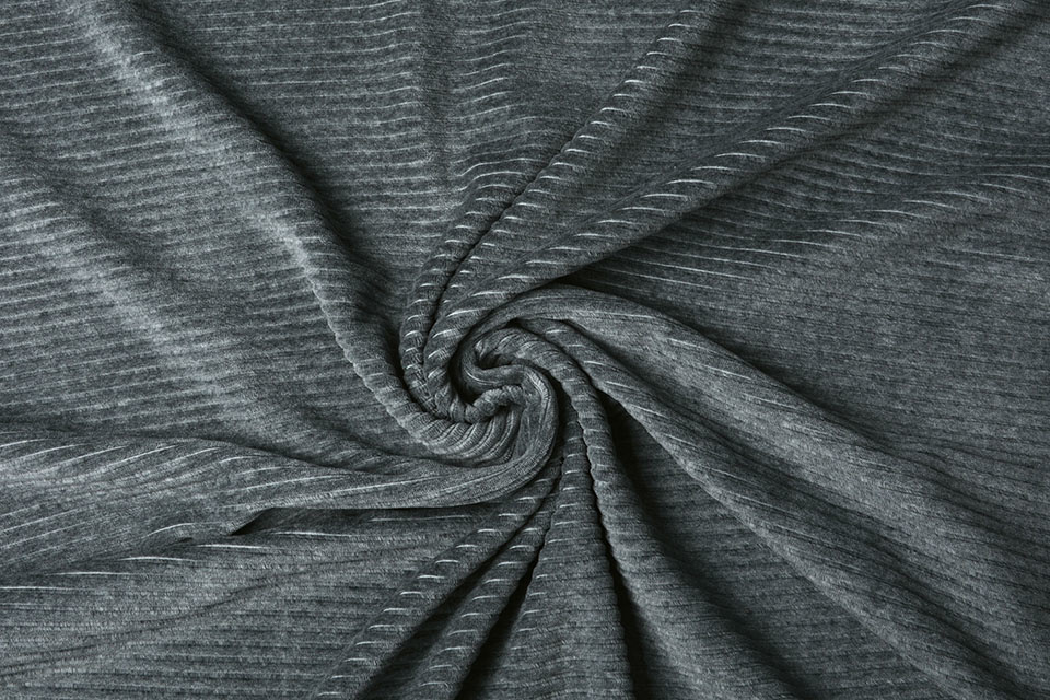 Baumwolle Trikot Cordstoff Breit Dunkelgrau Melange