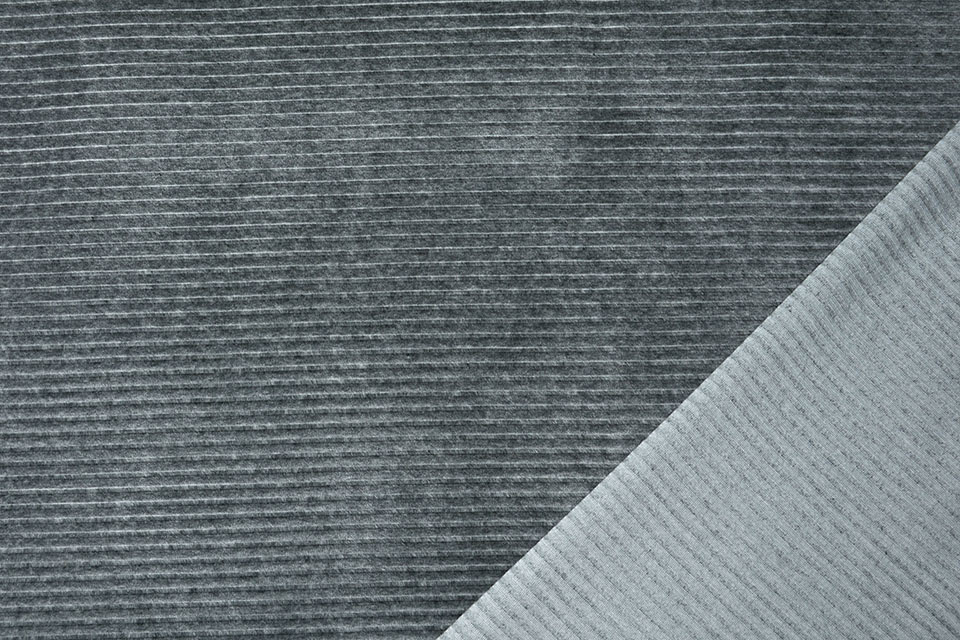 Baumwolle Trikot Cordstoff Breit Dunkelgrau Melange