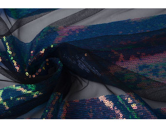 Netz Bestickt Pailletten Streifen Multi 2