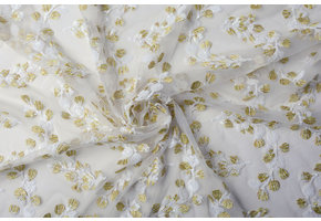 Mesh Embroidered Nola White Gold