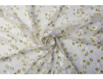 Mesh Embroidered Nola White Gold