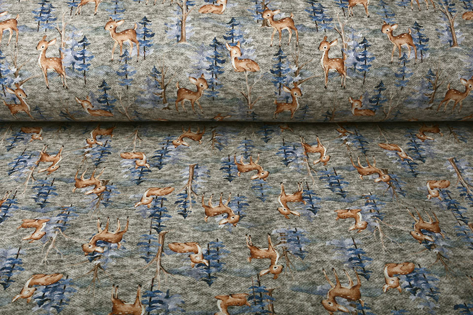 Jogging Alpenfleece Deer in the Forest Grey Melange