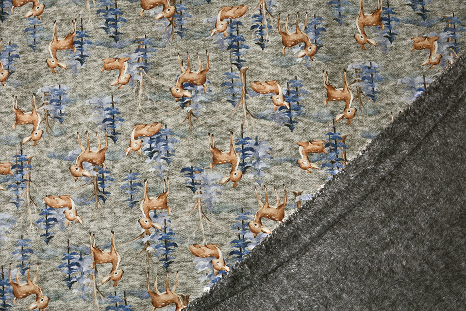 Jogging Alpenfleece Deer in the Forest Grey Melange