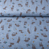 Sweatstoff Alpenfleece Baby Hirsch Jeans Melange