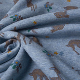 Sweatstoff Alpenfleece Baby Hirsch Jeans Melange