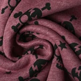 Sweatstoff Alpenfleece Schädel Weinrot Melange
