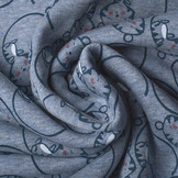 Sweatstoff Alpenfleece Löwenjunges Jeans Melange