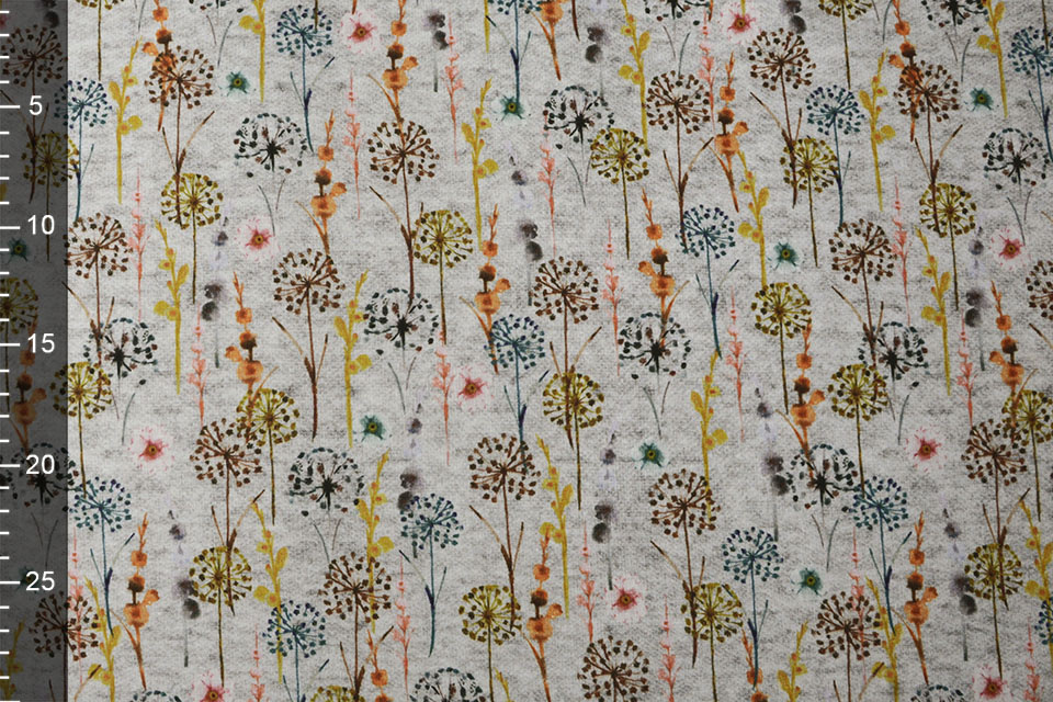Sweatstoff Alpenfleece Blasenblume Grau Melange