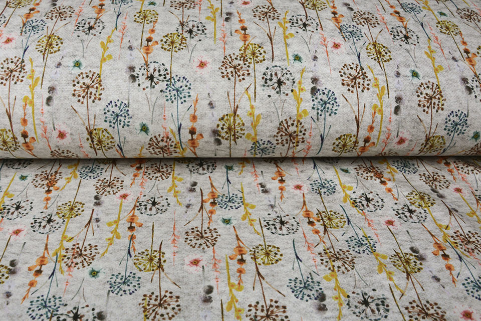 Sweatstoff Alpenfleece Blasenblume Grau Melange