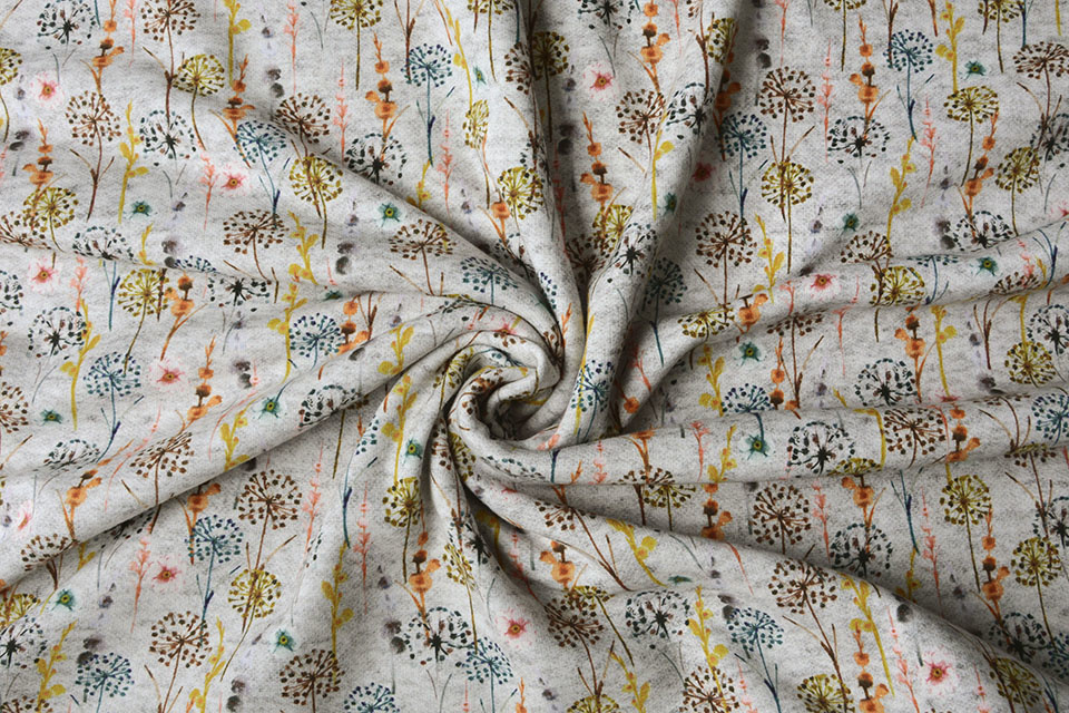 Sweatstoff Alpenfleece Blasenblume Grau Melange