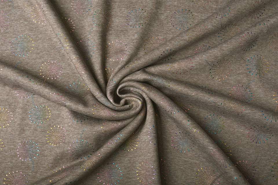 Sweatstoff Alpenfleece Löwenzahn Fallen Taupe Melange