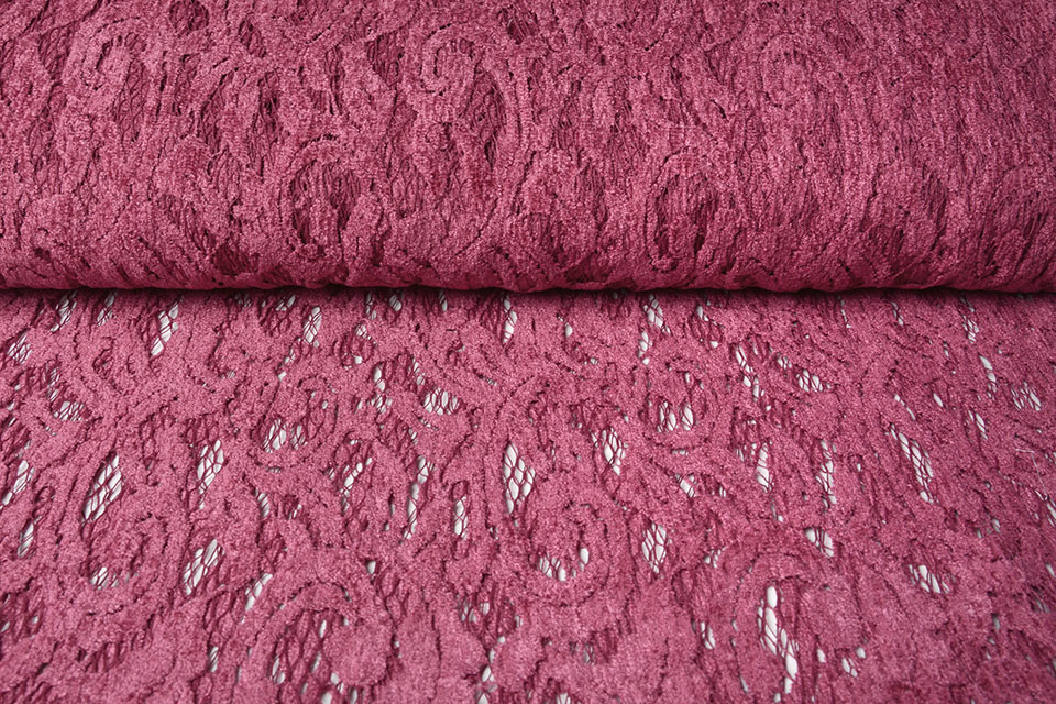 Velours Kant Julia Donker Oud Roze