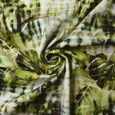 Digital Stretch Cotton Monstera Palm Leaf Green