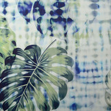 Digitaal Stretch Katoen Monstera Palmblad Blauw