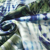 Digitaal Stretch Katoen Monstera Palmblad Blauw